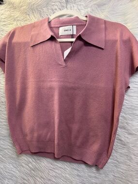 ONE·K Dusty Rose Knit Polo Top
